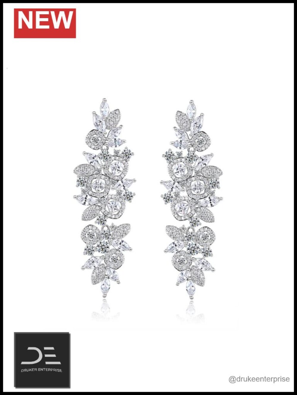 14K Gold Natural Crystal Chandelier Earrings, Moissanite Drop Earrings for Women